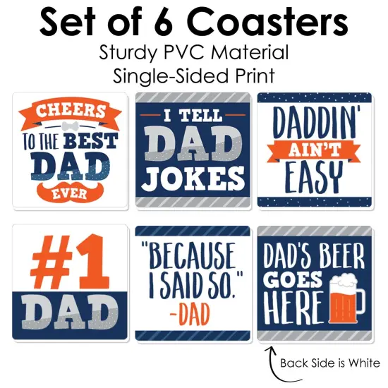 Big Dot of Happiness Happy Father's Day - Funny We Love Dad Party Decorations - Drink Coasters - Set of 6 {6}