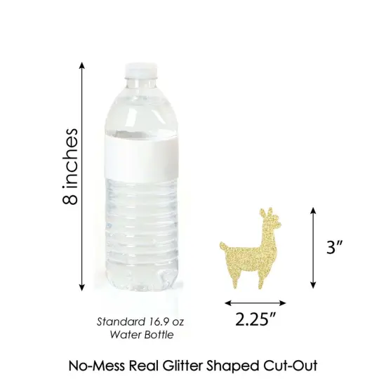 Big Dot of Happiness Gold Glitter Llama - No-Mess Real Gold Glitter Cut-Outs - Llama Fiesta Baby Shower or Birthday Party Confetti - Set of 24 {4}