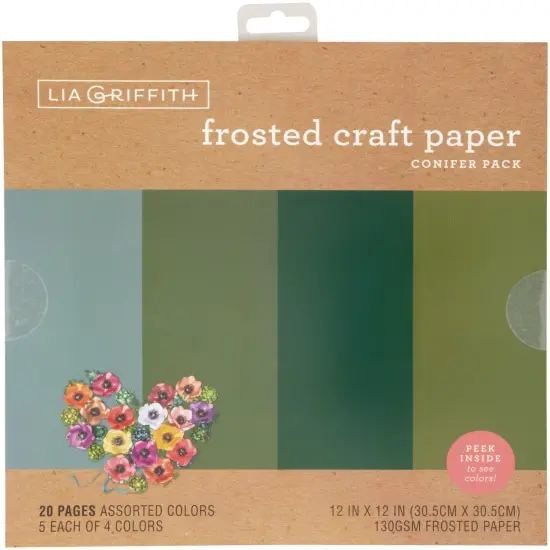 Lia Griffith Frosted Craft Tissue Paper 12"X12" 20/Pkg-Conifer-Blues {1}