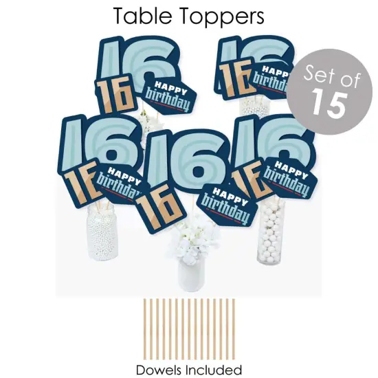 Big Dot of Happiness Boy 16th Birthday - Sweet Sixteen Birthday Party Supplies - Banner Decoration Kit - Fundle Bundle {7}