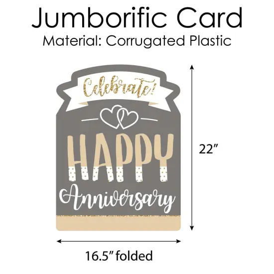 Big Dot of Happiness Happy Anniversary - Gold Wedding Anniversary Congratulations Giant Greeting Card - Big Shaped Jumborific Card {6}