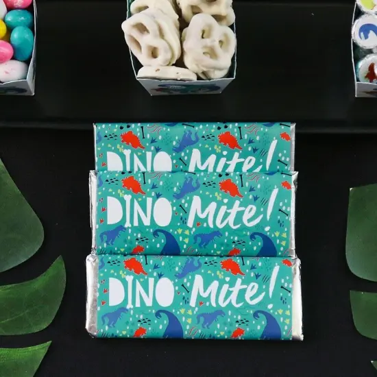 Big Dot of Happiness Roar Dinosaur - Candy Bar Wrapper Dino Mite T-Rex Baby Shower or Birthday Party Favors - Set of 24 {4}