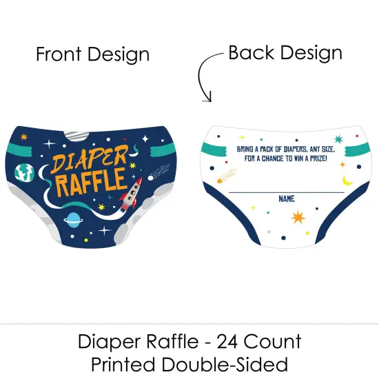 Big Dot of Happiness Blast Off to Outer Space - Diaper Shaped Raffle Ticket Inserts - Rocket Ship Baby Shower Activities - Diaper Raffle Game - 24 Ct {3}