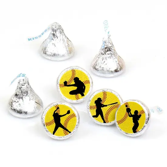 Big Dot of Happiness Grand Slam - Fastpitch Softball - Party Round Candy Sticker Favors - Labels Fits Chocolate Candy (1 sheet of 108) {1}