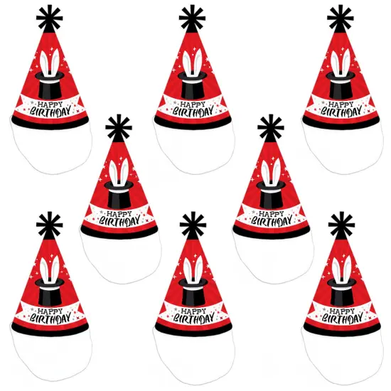 Big Dot of Happiness Ta-Da, Magic Show - Cone Happy Birthday Party Hats for Kids and Adults - Set of 8 (Standard Size) {7}