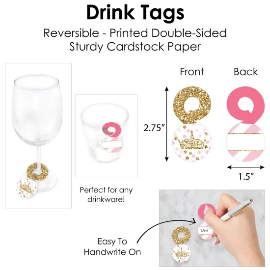 Big Dot of Happiness Little Princess Crown - Baby Shower or Birthday Party Paper Charger and Table Decorations - Chargerific Kit - Place Setting for 8 {7}