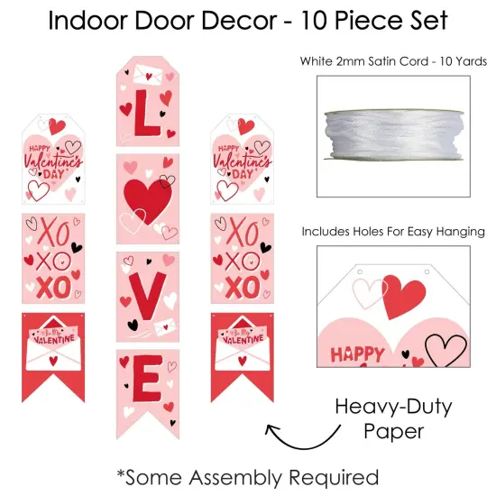 Big Dot of Happiness Happy Valentine's Day - Hanging Vertical Paper Door Banners - Valentine Hearts Party Wall Decoration Kit - Indoor Door Decor {6}