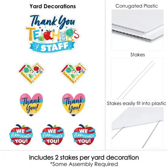 Big Dot of Happiness Thank You Teachers - Yard Sign and Outdoor Lawn Decorations - Teacher and Staff Appreciation Yard Signs - Set of 8 {6}