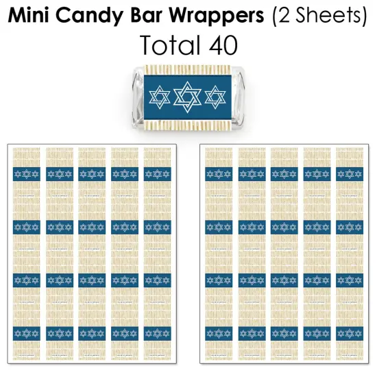 Big Dot of Happiness Happy Hanukkah - Mini Candy Bar Wrappers, Round Candy Stickers & Circle Stickers - Chanukah Candy Favor Sticker Kit - 304 Pieces {4}