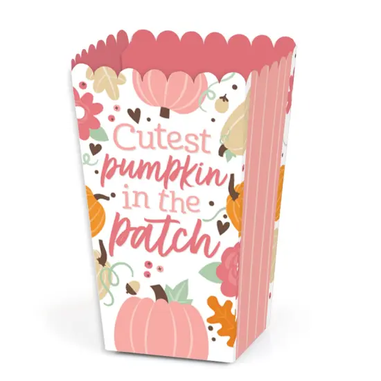 Big Dot of Happiness Girl Little Pumpkin - Fall Birthday Party or Baby Shower Favor Popcorn Treat Boxes - Set of 12 {1}