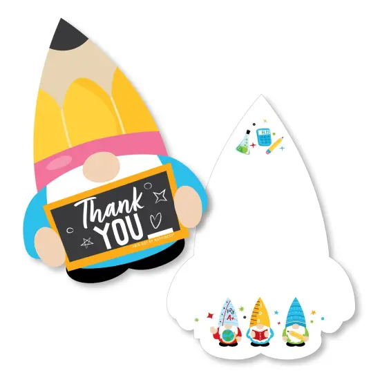 Big Dot of Happiness School Gnomes - Shaped Thank You Cards - Teacher and Classroom Decorations Thank You Note Cards with Envelopes - Set of 12 {1}
