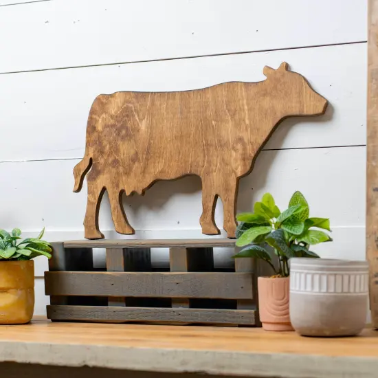 20 in. Unfinished Wooden Cow Shape {6}