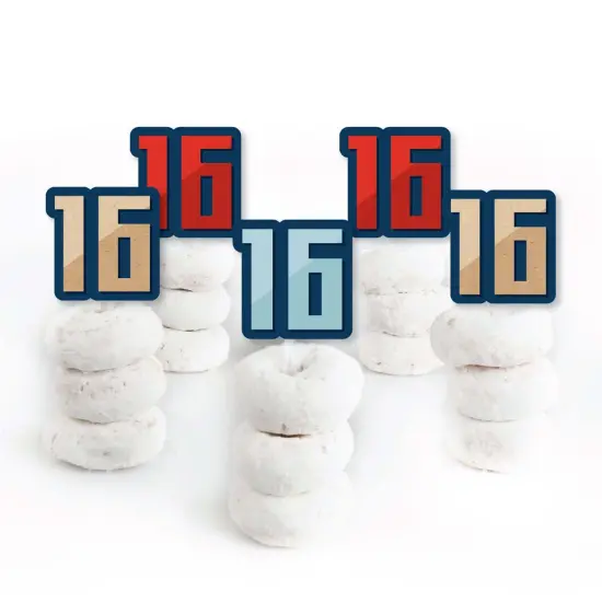 Big Dot of Happiness Boy 16th Birthday - Dessert Cupcake Toppers - Sweet Sixteen Birthday Party Clear Treat Picks - Set of 24 {3}