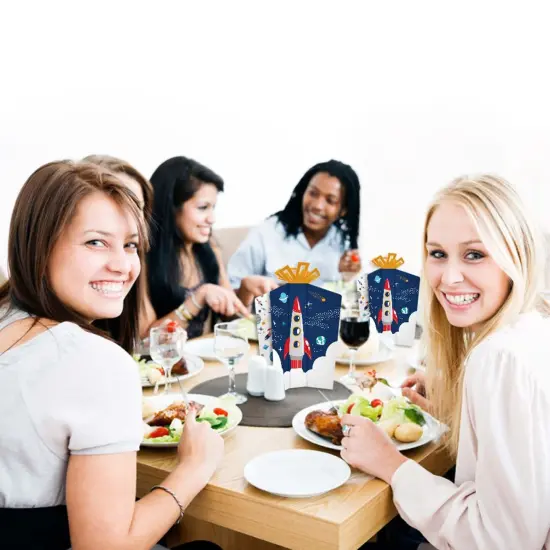 Big Dot of Happiness Blast Off to Outer Space - Table Decorations - Rocket Ship Baby Shower or Birthday Party Fold and Flare Centerpieces - 10 Count {7}