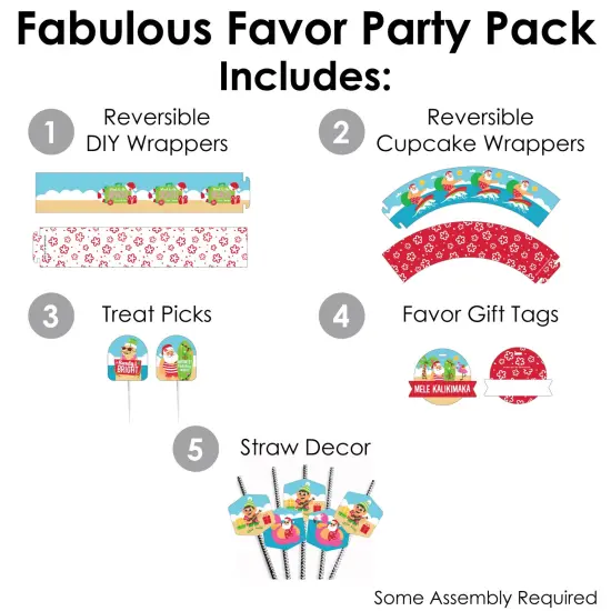 Big Dot of Happiness Tropical Christmas - Beach Santa Holiday Party Favors and Cupcake Kit - Fabulous Favor Party Pack - 100 Pieces {3}