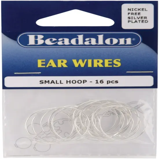 Beadalon Ear Wire Beading Hoops Small 20mm 16/Pkg-Silver-Plated & Nickel-Free {1}