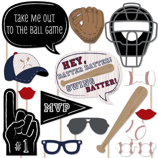 Big Dot of Happiness Batter Up - Baseball Photo Booth Props Kit - 20 Count {1}