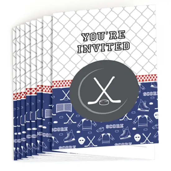 Big Dot of Happiness Shoots and Scores - Hockey - Fill-in Baby Shower or Birthday Party Invitations (8 Count) {3}