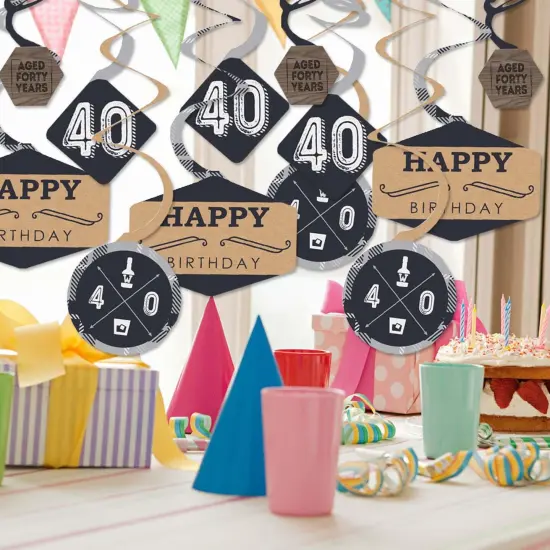 Big Dot of Happiness 40th Milestone Birthday - Birthday Party Hanging Decor - Party Decoration Swirls - Set of 40 {3}
