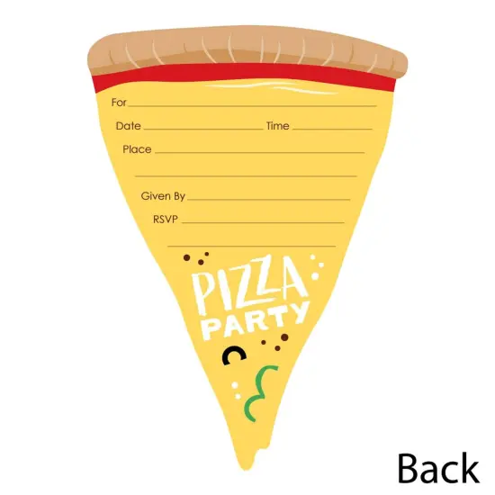 Big Dot of Happiness Pizza Party Time - Shaped Fill-in Invitations - Baby Shower or Birthday Party Invitation Cards with Envelopes - Set of 12 {4}