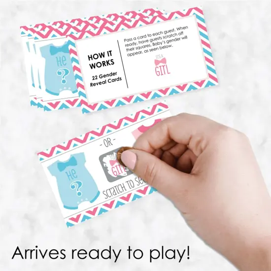 Big Dot of Happiness Girl Chevron Gender Reveal - Baby Girl Gender Reveal Scratch Off Cards - Baby Shower Game - Set of 22 {3}