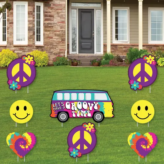 Big Dot of Happiness 60's Hippie - Yard Sign & Outdoor Lawn Decorations - 1960s Groovy Party Yard Signs - Set of 8 {1}