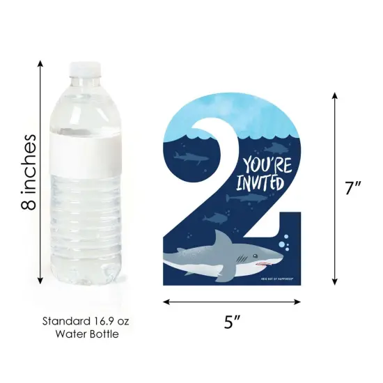 Big Dot of Happiness 2nd Birthday Shark Zone - Shaped Fill-in Invites - Jawsome Second Birthday Party Invitation Cards with Envelopes - Set of 12 {6}