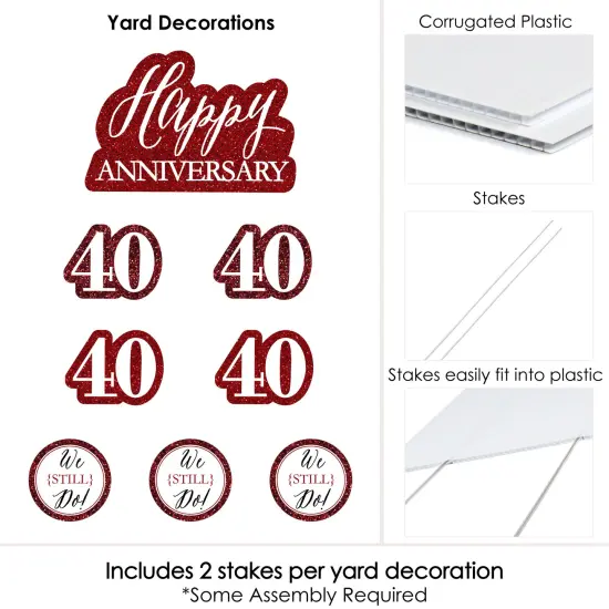Big Dot of Happiness We Still Do - 40th Wedding Anniversary - Yard Sign & Outdoor Lawn Decorations - Anniversary Party Yard Signs - Set of 8 {6}