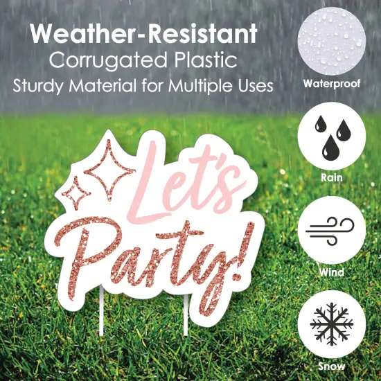 Big Dot of Happiness Pink Rose Gold Birthday - Yard Sign and Outdoor Lawn Decorations - Happy Birthday Party Yard Signs - Set of 8 {4}