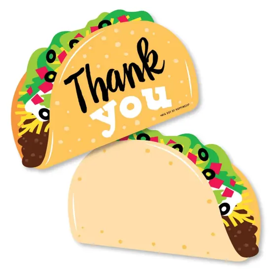 Big Dot of Happiness Taco 'Bout Fun - Shaped Thank You Cards - Fiesta Thank You Note Cards with Envelopes - Set of 12 {1}