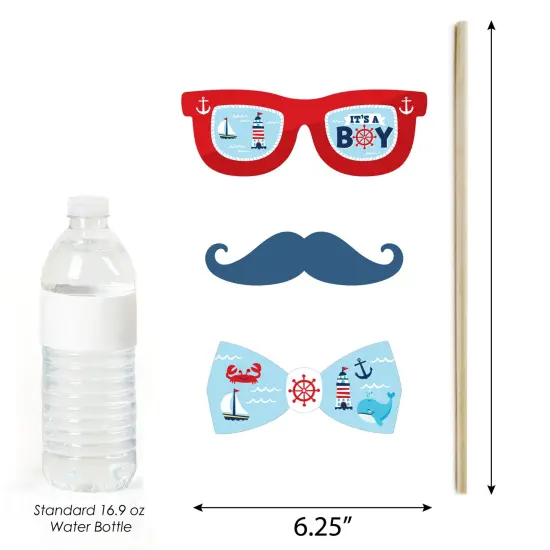 Big Dot of Happiness Ahoy It's a Boy - Nautical Baby Shower Photo Booth Props Kit - 20 Count {6}