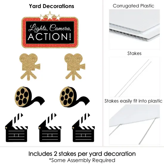 Big Dot of Happiness Red Carpet - Yard Sign and Outdoor Lawn Decorations - Movie Night Party Yard Signs - Set of 8 {6}