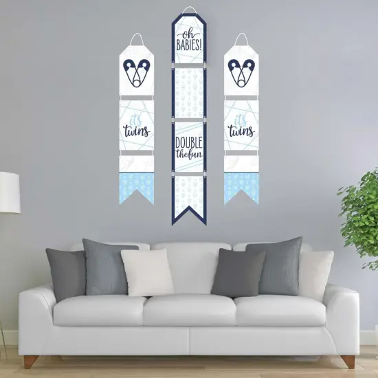 Big Dot of Happiness It's Twin Boys - Hanging Vertical Paper Door Banners - Blue Twins Baby Shower Wall Decoration Kit - Indoor Door Decor {3}