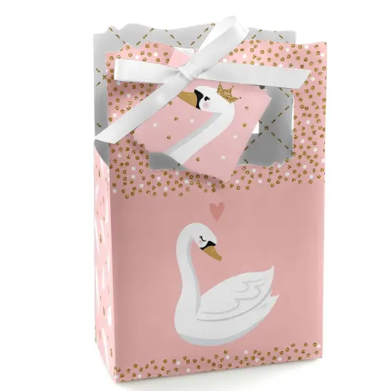 Big Dot of Happiness Swan Soiree - White Swan Baby Shower or Birthday Party Favor Boxes - Set of 12 {1}