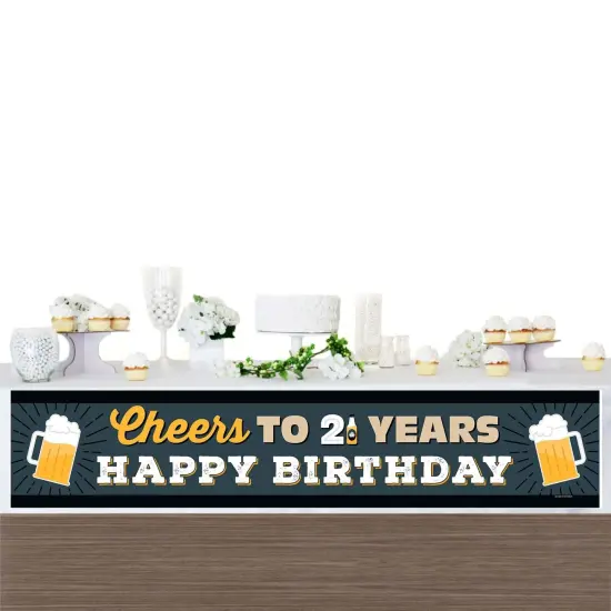 Big Dot of Happiness Cheers and Beers to 21 Years - Happy 21st Birthday Decorations Party Banner {4}