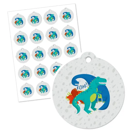 Big Dot of Happiness Roar Dinosaur - Dino Mite T-Rex Baby Shower or Birthday Party Favor Gift Tags (Set of 20) {3}