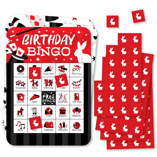 Big Dot of Happiness Ta-Da, Magic Show - Picture Bingo Cards and Markers - Magical Birthday Party Bingo Game - Set of 18 {1}