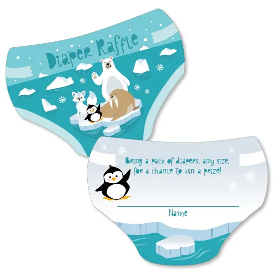 Big Dot of Happiness Arctic Polar Animals - Diaper Shaped Raffle Ticket Inserts - Winter Baby Shower Activities - Diaper Raffle Game - Set of 24 {1}