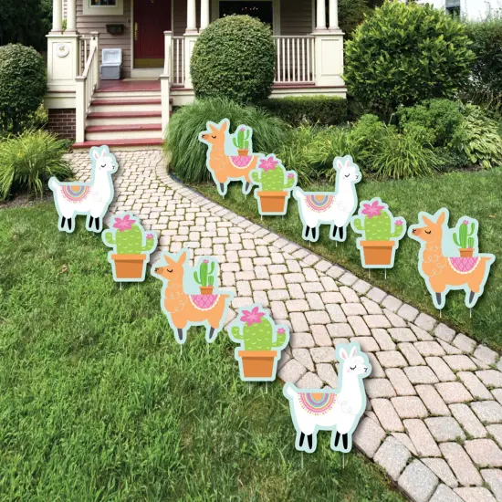 Big Dot of Happiness Whole Llama Fun - Lawn Decorations - Outdoor Llama Fiesta Baby Shower or Birthday Party Yard Decorations - 10 Piece {1}
