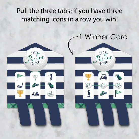 Big Dot of Happiness Par-Tee Time - Golf - Birthday or Retirement Party Game Pickle Cards - Pull Tabs 3-in-a-Row - Set of 12 {4}