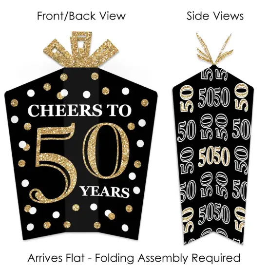 Big Dot of Happiness Adult 50th Birthday - Gold - Table Decorations - Birthday Party Fold and Flare Centerpieces - 10 Count {3}