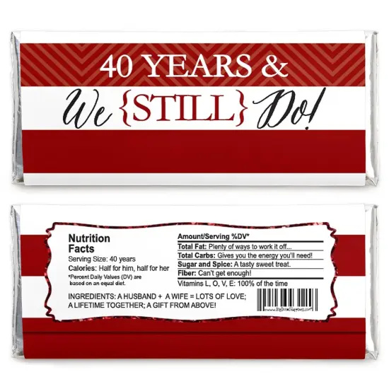 Big Dot of Happiness We Still Do - 40th Wedding Anniversary Party - Candy Bar Wrappers Party Favors - Set of 24 {3}