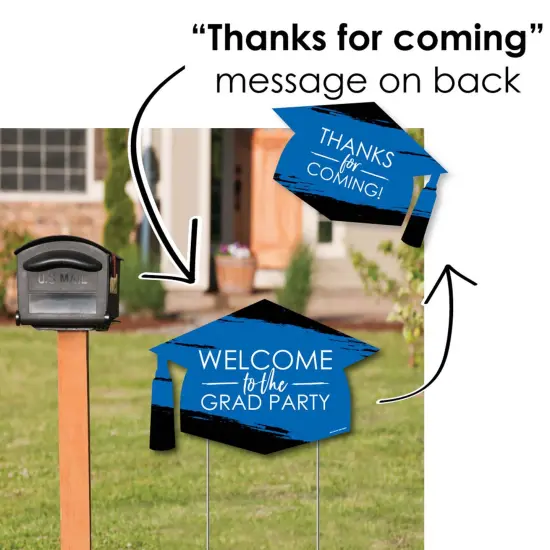 Big Dot of Happiness Blue Grad - Best is Yet to Come - 2 Royal Blue Arrows and 1 Welcome/Thank You Lawn Sign - Double Sided Yard Sign Set - 3 Pieces {3}