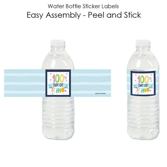 Big Dot of Happiness Happy 100th Day of School - 100 Days Party Water Bottle Sticker Labels - Set of 20 {3}
