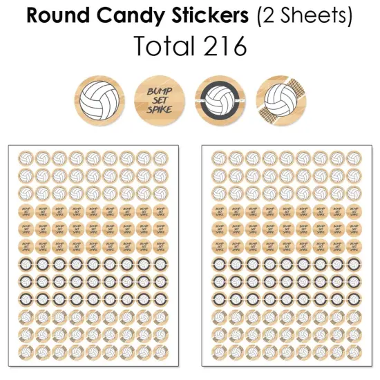 Big Dot of Happiness Bump, Set, Spike - Volleyball - Baby Shower or Birthday Party Candy Favor Sticker Kit - 304 Pieces {6}