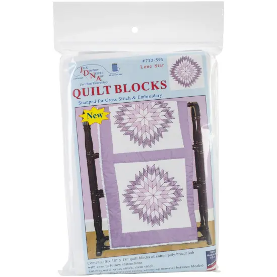 Jack Dempsey Stamped White Quilt Blocks 18"X18" 6/Pkg-Lone Star {1}