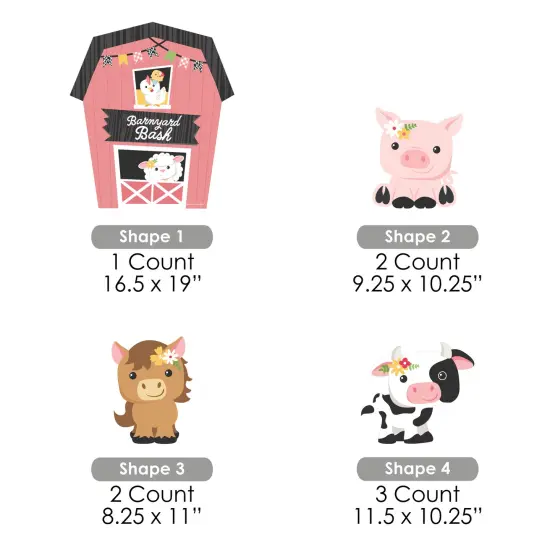 Big Dot of Happiness Girl Farm Animals - Yard Sign and Outdoor Lawn Decorations - Pink Barnyard Baby Shower or Birthday Party Yard Signs - Set of 8 {7}