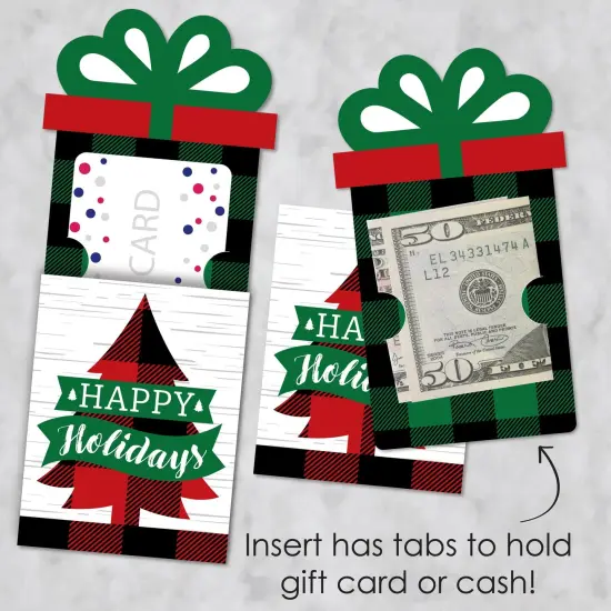 Big Dot of Happiness Holiday Plaid Trees - Buffalo Plaid Christmas Party Money and Gift Card Sleeves - Nifty Gifty Card Holders - 8 Ct {4}