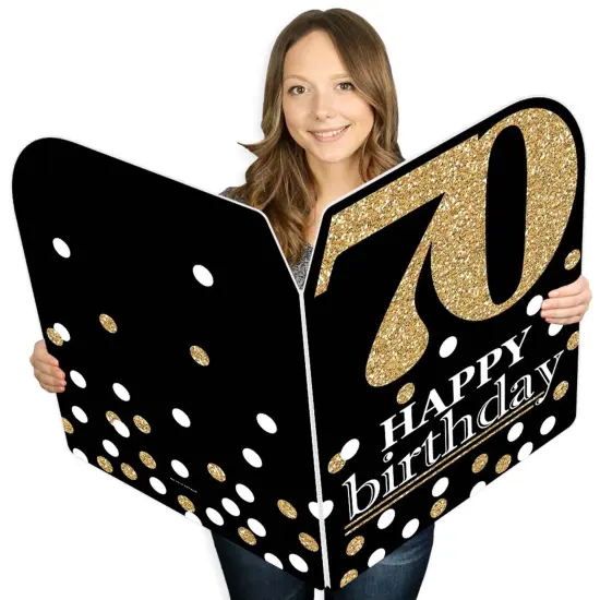 Big Dot of Happiness Adult 70th Birthday - Gold - Happy Birthday Giant Greeting Card - Big Shaped Jumborific Card {1}