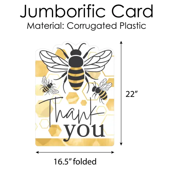 Big Dot of Happiness Little Bumblebee - Thank You Giant Greeting Card - Big Shaped Jumborific Card - 16.5 x 22 inches {6}